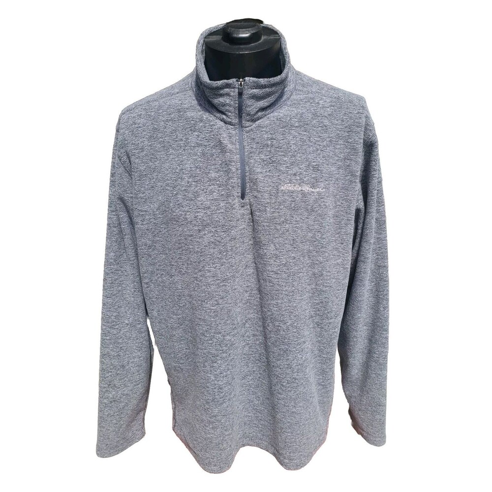 Eddie Bauer 1/4 Zip Pullover Sweater Fleece Gray Heathered Mens Size Large